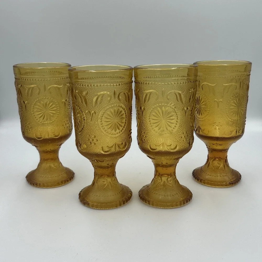4‎ Tiara Brockway Concord Daisy Sandwich Amber Indiana Glass 6.25